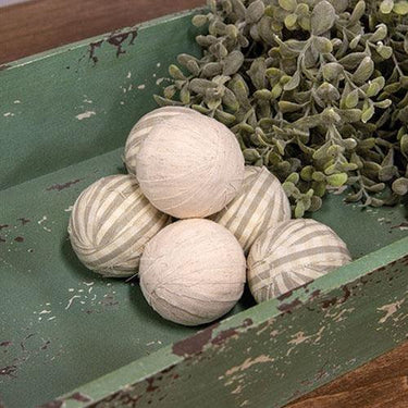 6 Set Natural Striped Rag Balls - The Fox Decor